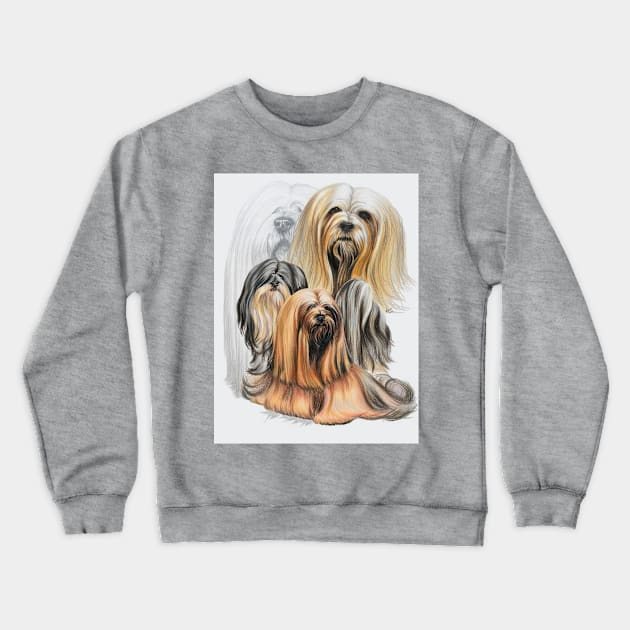 Lhasa Apso Medley Crewneck Sweatshirt by BarbBarcikKeith